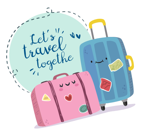 Ilustración decorativa de maleta vintage, elemento visual para blog de viaje
